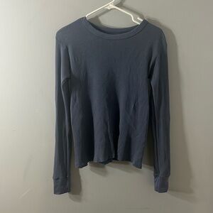 Brandy Melville Blue Long Sleeve Ribbed Top